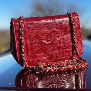 Big Sale! Chanel Red Lizard Timeless Mini Flap Bag